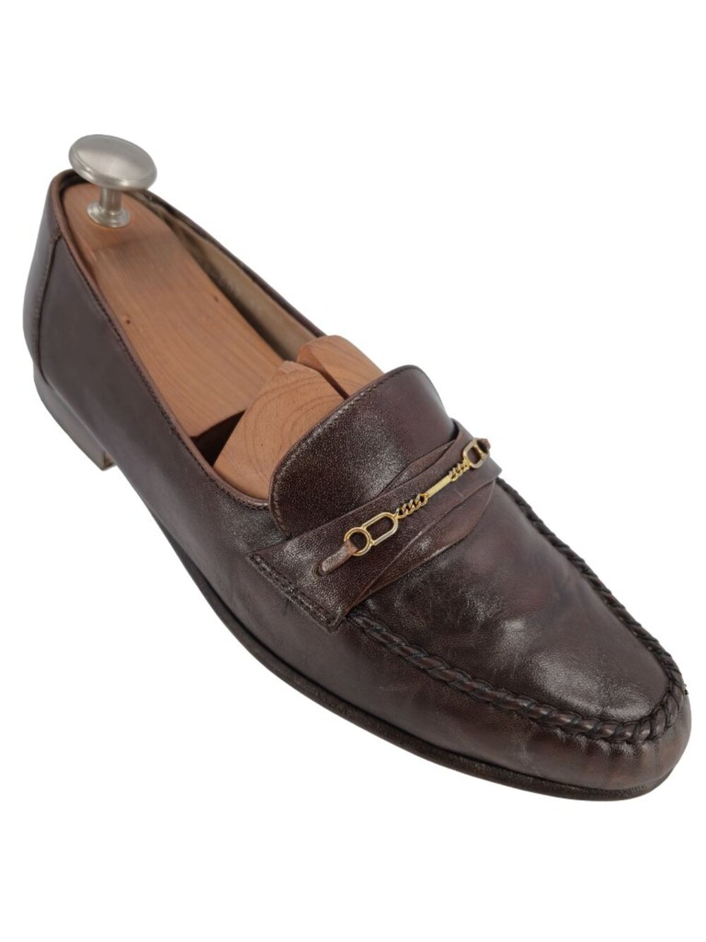 Vintage Italy Johnston and Murphy Mens 11M Brown Leather Dress Shoes Loafers